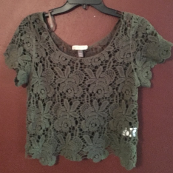 Green see through crop top