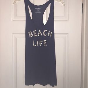 old navy dark gray "beach life" tanktop/coverup
