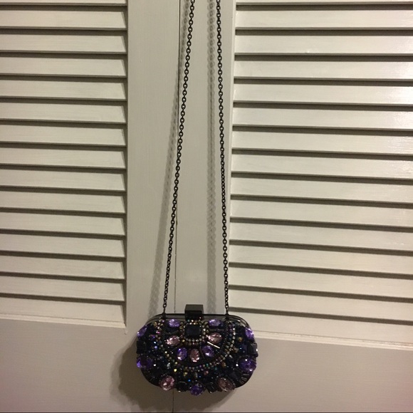 Purple Aldo clutch with stones