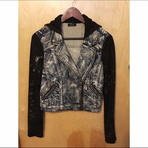 Denim Jacket with Cotton Sleeves