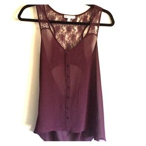 Maroon colored sheer tank top