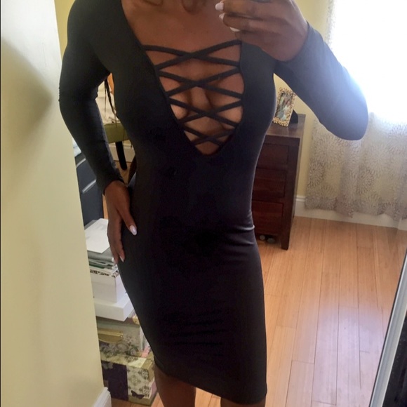 Dark Gray Plunge Midi (New)
