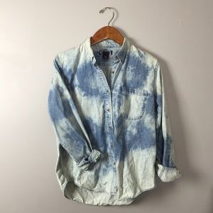 Vintage Acid Wash Chambray Denim Shirt