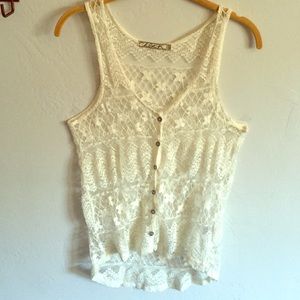 Cream colored lace vest