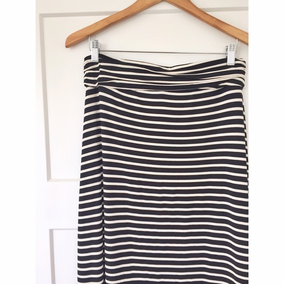 J Crew black and white stripe maxi skirt