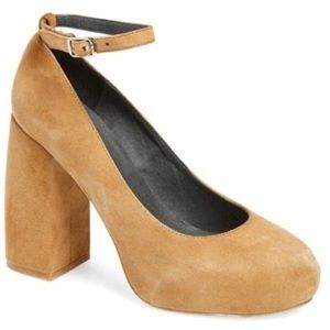 Tan Jeffrey Campbell Phair Ankle Strap Pump.