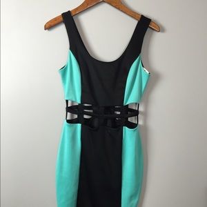 Sporty Aqua and Black Cut-Out Dress