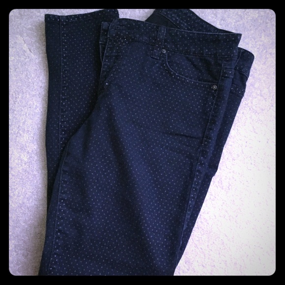 ELSE brand skinny navy polka dot jeans