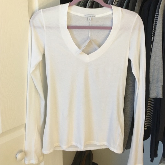 James Perse White V-Neck Tee