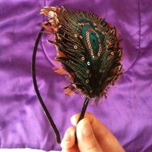 Peacock feather headband