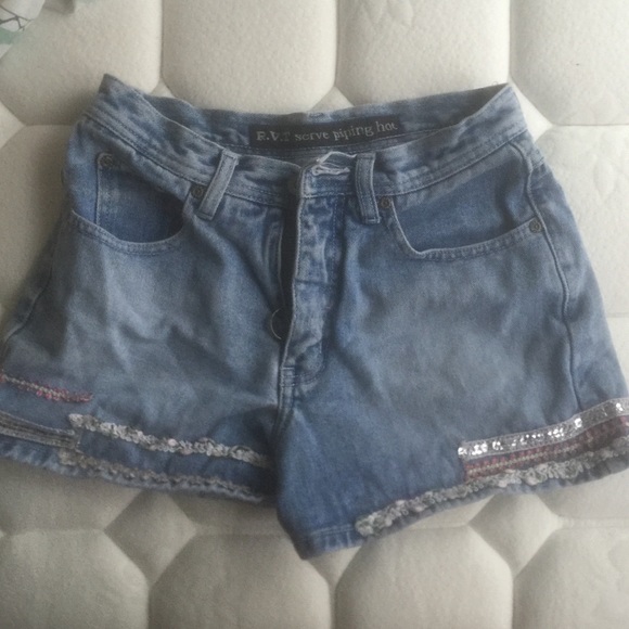 High Waisted Light Blue denim shorts