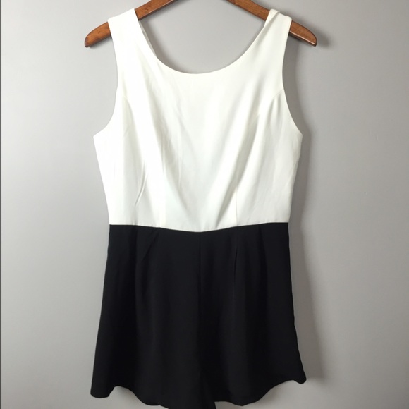 Black and White Romper with Lace Back