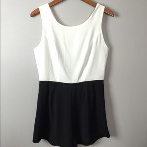 Black and White Romper with Lace Back