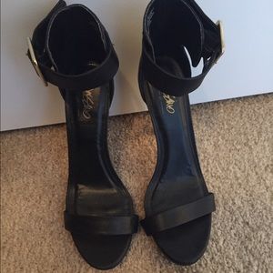 Black open toe high heels