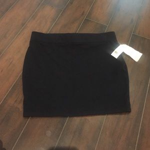 Black Cotton Mini Skirt