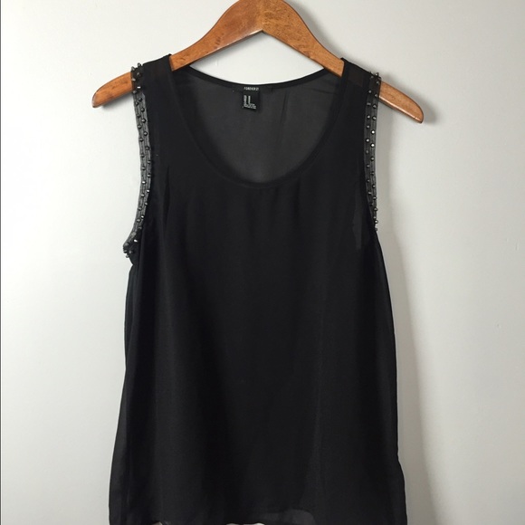 Sheer Black Studded Tank Top