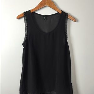 Sheer Black Studded Tank Top