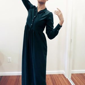 Forest green buttoned maxi dress