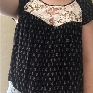 Boho top with crochet front and open back detail