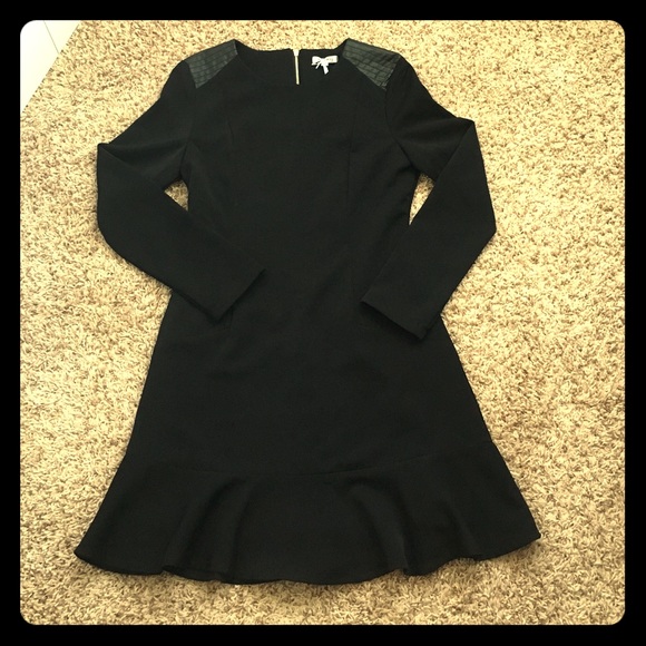 Leather Detailed Black Dress