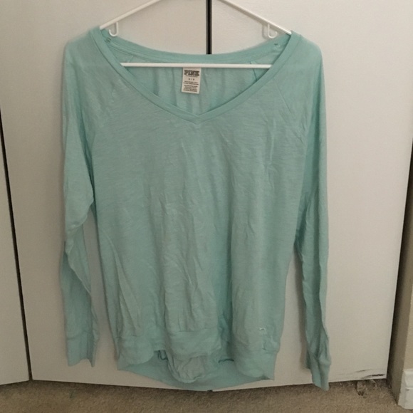 Baby blue long sleeve V neck