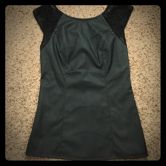 Faux Leather and Lace Top