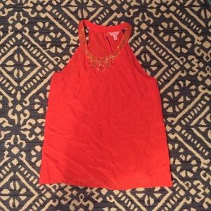 Lilly Pulitzer silk Corsica top in tomato