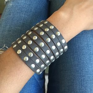 Handmade Leather studded wrap bracelet