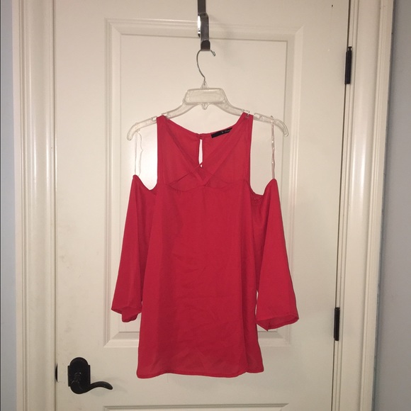 Fire Red Cold Shoulder Top with Criss Cross Straps