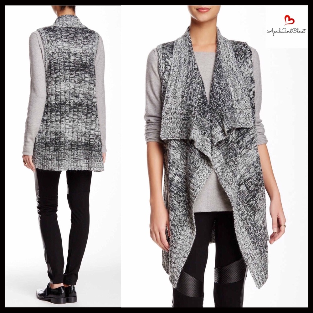ROMEO & JULIET LONG DRAPED SHAWL CARDIGAN VEST - Picture 2 of 8