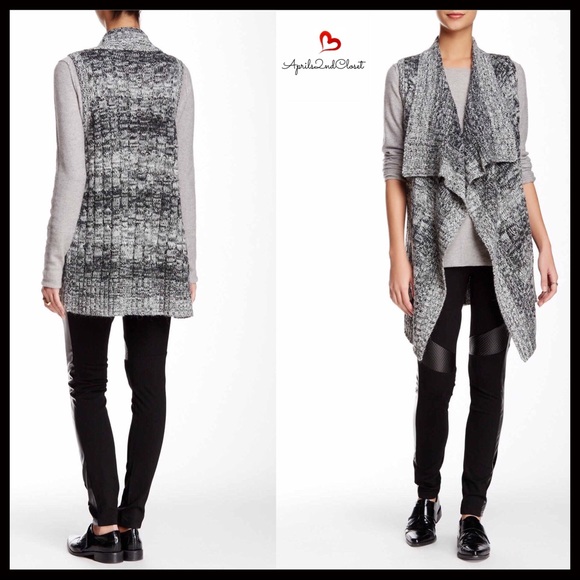 ROMEO & JULIET LONG DRAPED SHAWL CARDIGAN VEST - Picture 4 of 8