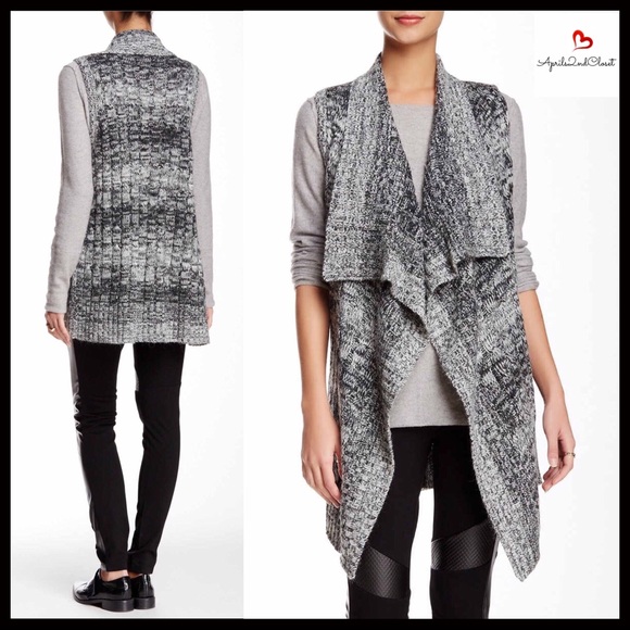 ROMEO & JULIET LONG DRAPED SHAWL CARDIGAN VEST - Picture 2 of 8