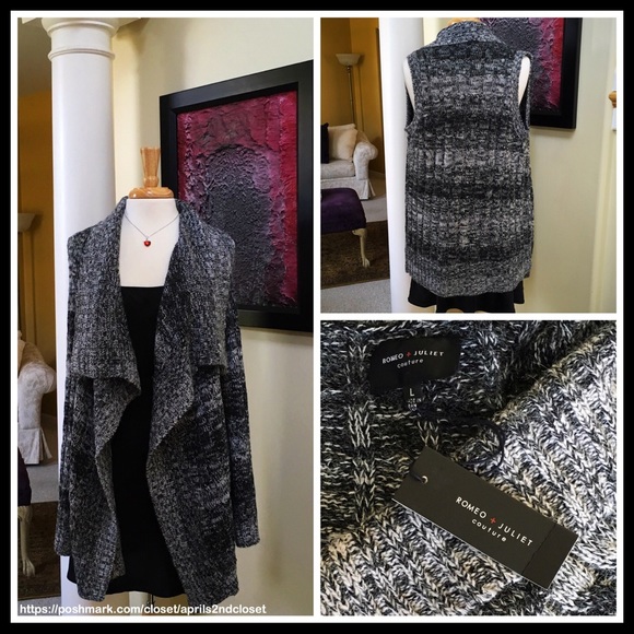 ROMEO & JULIET LONG DRAPED SHAWL CARDIGAN VEST - Picture 6 of 8