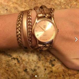 Rose gold wrap watch
