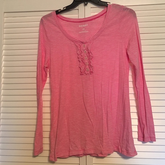 Pink and white striped old navy shirt