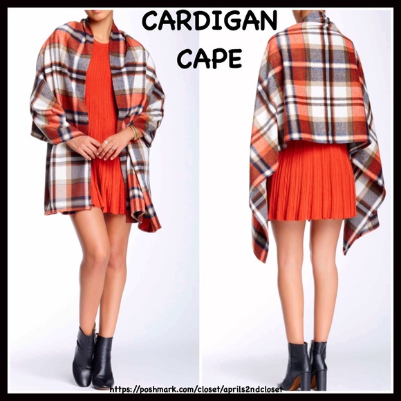 LUXE PLAID CAPE BLANKET SCARF PONCHO WRAP A3C - Picture 6 of 7