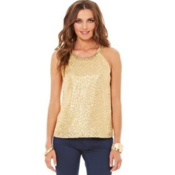 Lilly Pulitzer Corsica top in gold jacquard