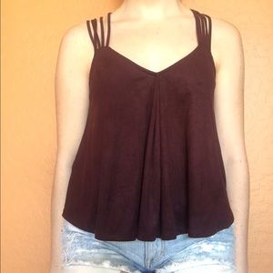 Dark purple faux suede tank top