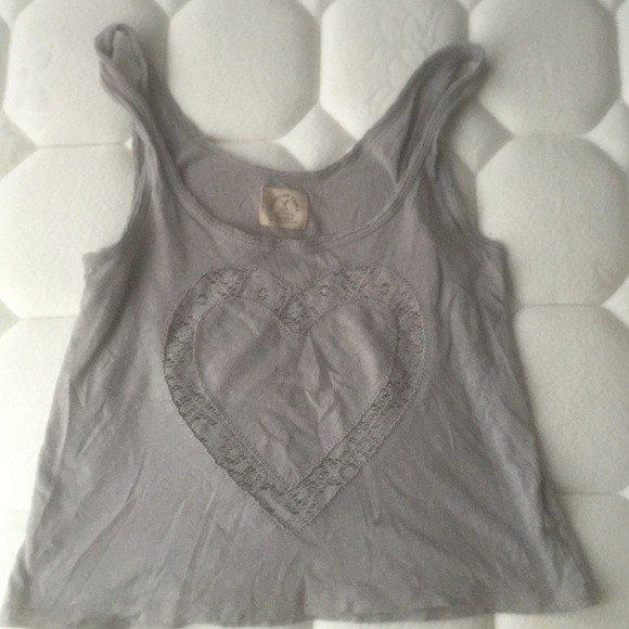 American Eagle Grey Heart Lace Tank