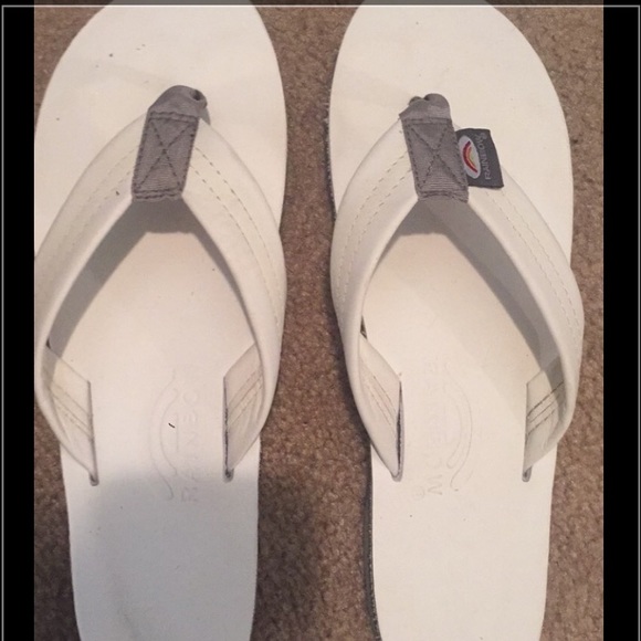 White rainbow sandals. Fits a size 8.5-9