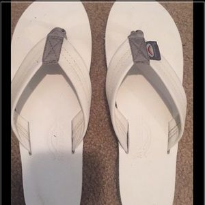White rainbow sandals. Fits a size 8.5-9