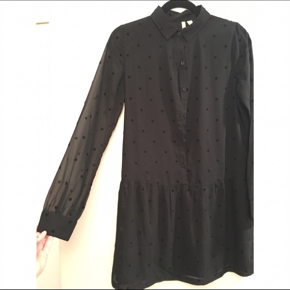 Black Dress with velvet polka dots