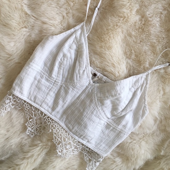 Free People One crop top with lace detail