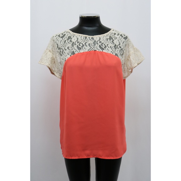 Anthropologie blouse short sleeves lace details