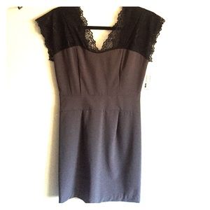 Gray dress with black lace detailing