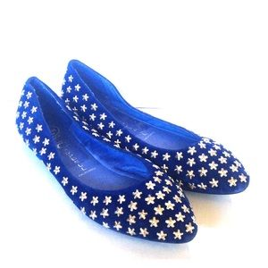 Star Studded Blue Suede Flats