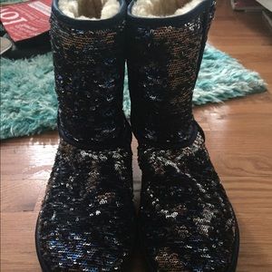 Blue/silver color changing sparkly Ugg boots