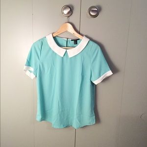 Mint Peter Pan Collar Chiffon Blouse