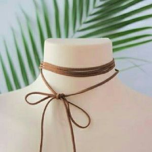 Dark brown vegan suede wrap choker