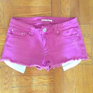 Pink denim shorts